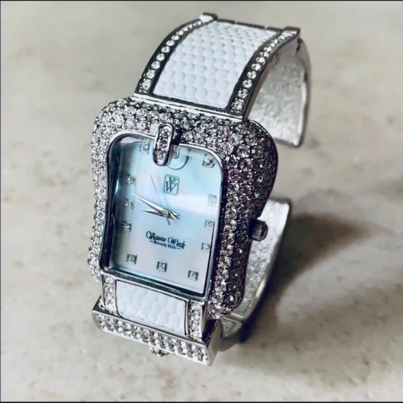 Victoria Wieck Accessories - NWOT Swarovski Crystal/Leather Buckle Watch